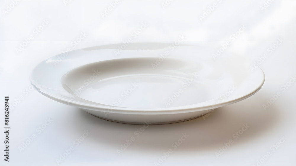 Poster clean empty ceramic plate isolated on white : generative ai