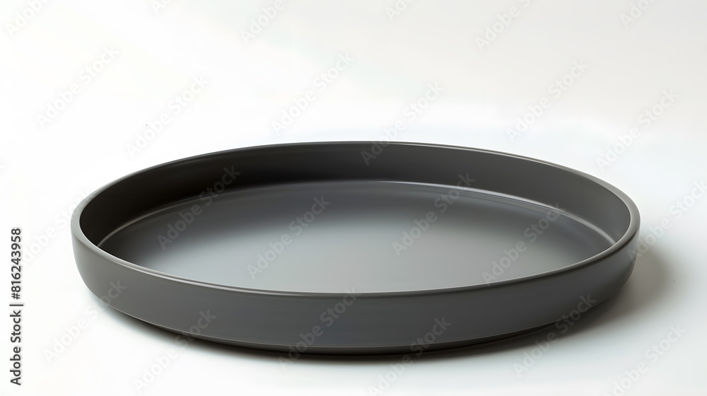 Aufkleber empty ceramic plate gray round tray plate isolated on white background with clipping path : generati