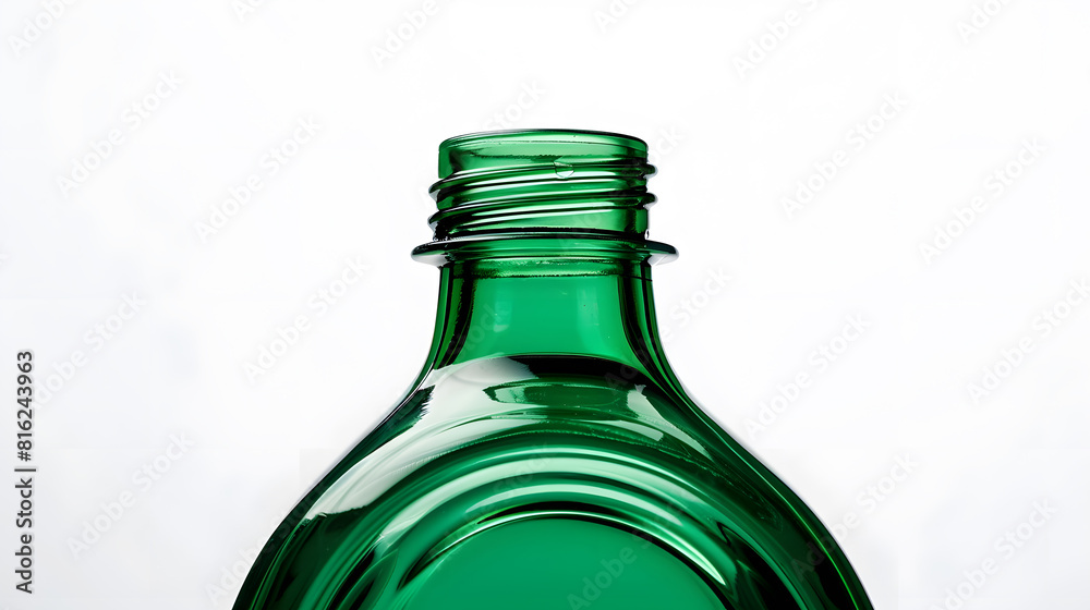 Poster front view of empty pet plastic green bottle isolated on white : generative ai