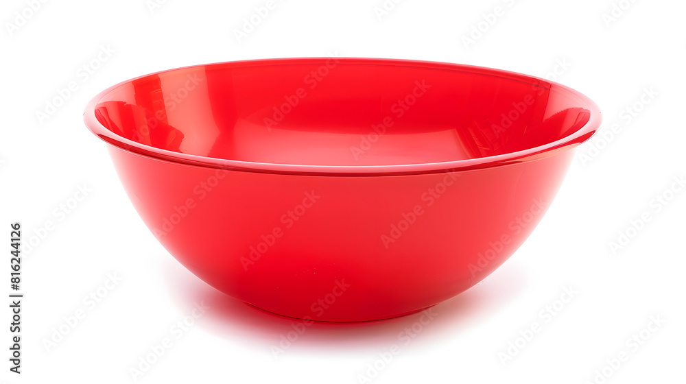 Aufkleber Empty red plastic bowl isolated on white with clipping path : Generative AI