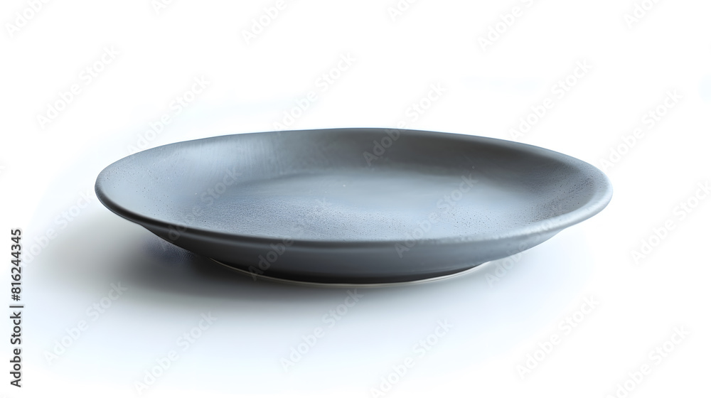 Poster gray round empty textured plate on white background isolated selective focus : generative ai