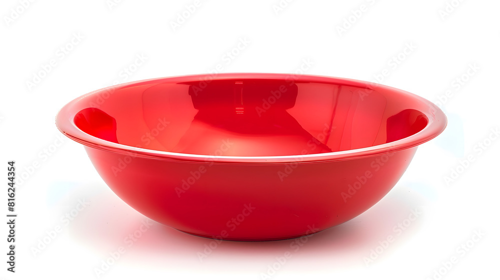 Poster Empty red plastic bowl isolated on white with clipping path : Generative AI