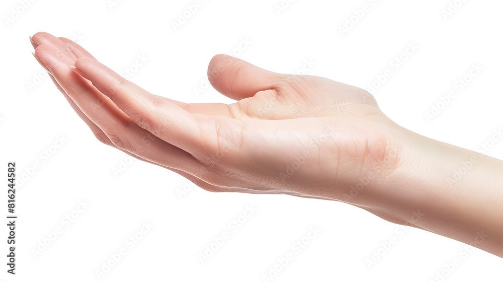 Poster open the palm of the hand isolated on white backgroundclipping path : generative ai