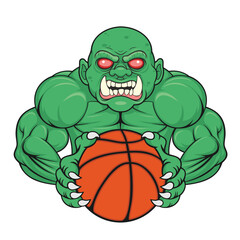 basketball mascot goblin vector illustration design