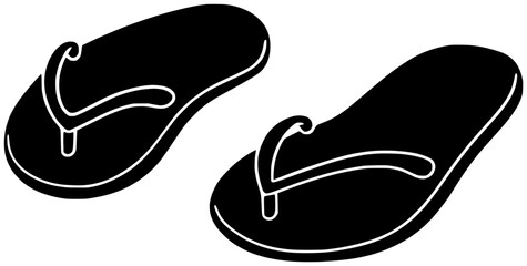 footwear illustration beach silhouette summer logo fashion icon travel outline vacation rubber pair holiday sandal flop slipper shoe relax shape casual foot beauty for vector graphic background