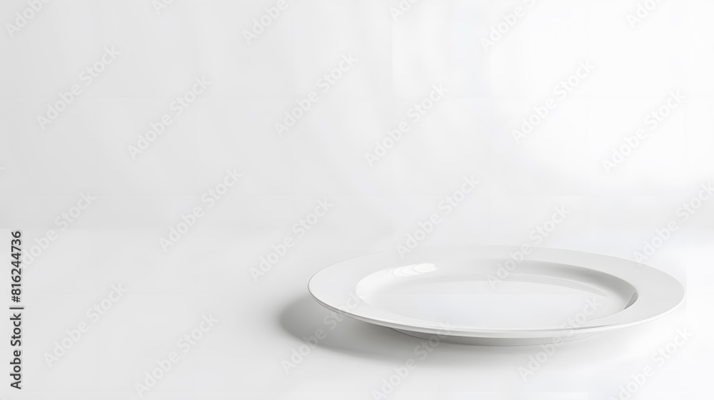 Poster empty white plate on a white background : generative ai