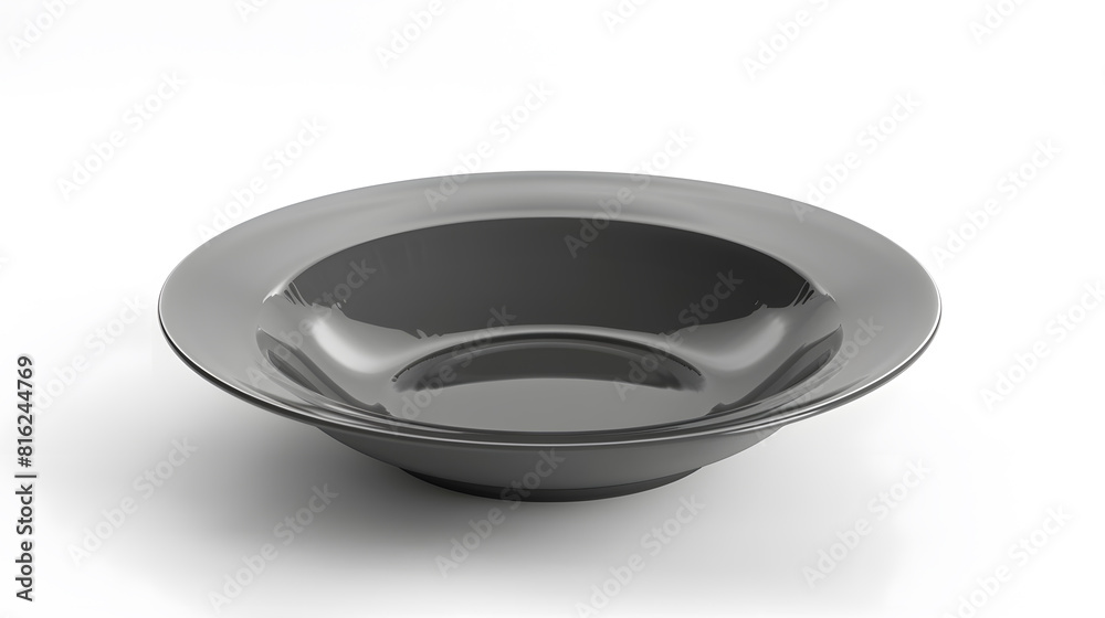 Poster gray Round Empty Textured plate on white background isolated selective focus : Generative AI