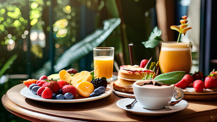 Cozy Café Delight - Breakfast Experience with Friends and Fresh Fruits