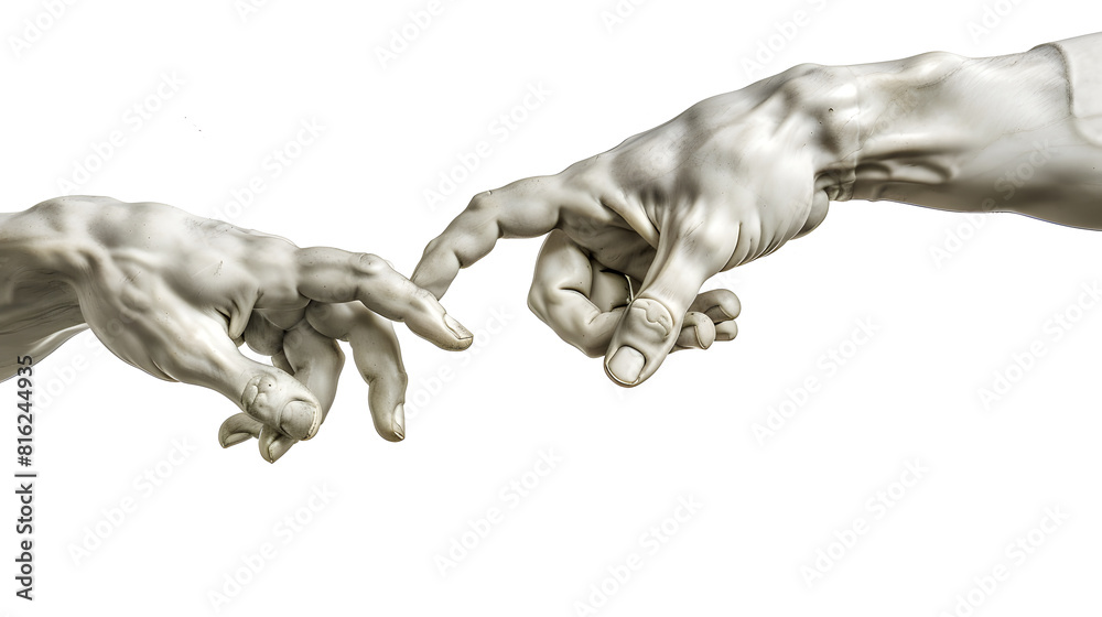 Wall mural hands reaching out to help or give two male hands trying to touch like in the creation of adam isola