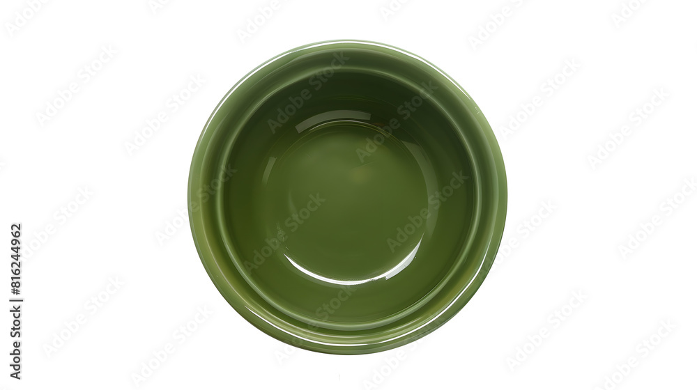 Poster new empty green ceramic bowl isolated on white background top view : generative ai