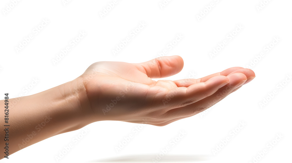 Poster open the palm of the hand isolated on white backgroundclipping path : Generative AI