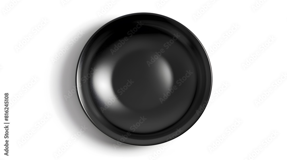 Poster empty black plate top view isolated on white background : generative ai
