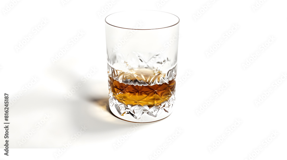 Poster Empty and clean whiskey glass isolated on white background with clipping path : Generative AI