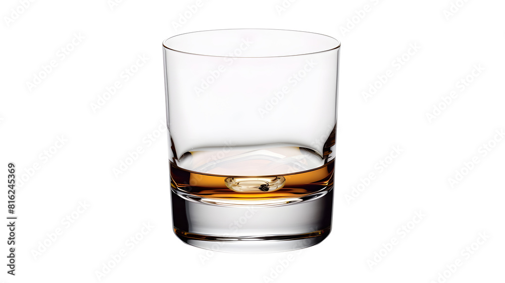 Poster Empty and clean whiskey glass isolated on white background with clipping path : Generative AI
