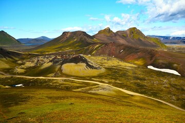 Volcanic cone in Landmannalaugar, a location in Iceland's Fjallabak Nature Reserve in the Highlands...