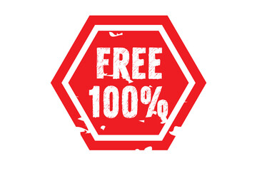 100% FREE text written on orange stamp sign