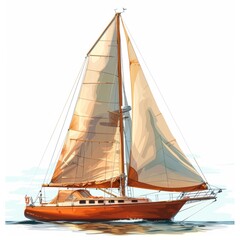 Vector illustration of a sailing ship over white background