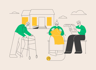 Communities for older people abstract concept vector illustration.