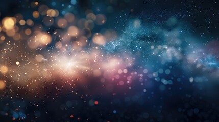 Blurred Milky Way Background with Fireworks