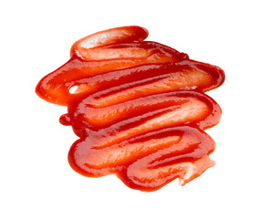 Tasty ketchup isolated on white. Tomato sauce