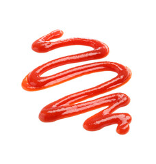 Tasty ketchup isolated on white. Tomato sauce