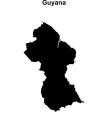 Guyana blank outline map design