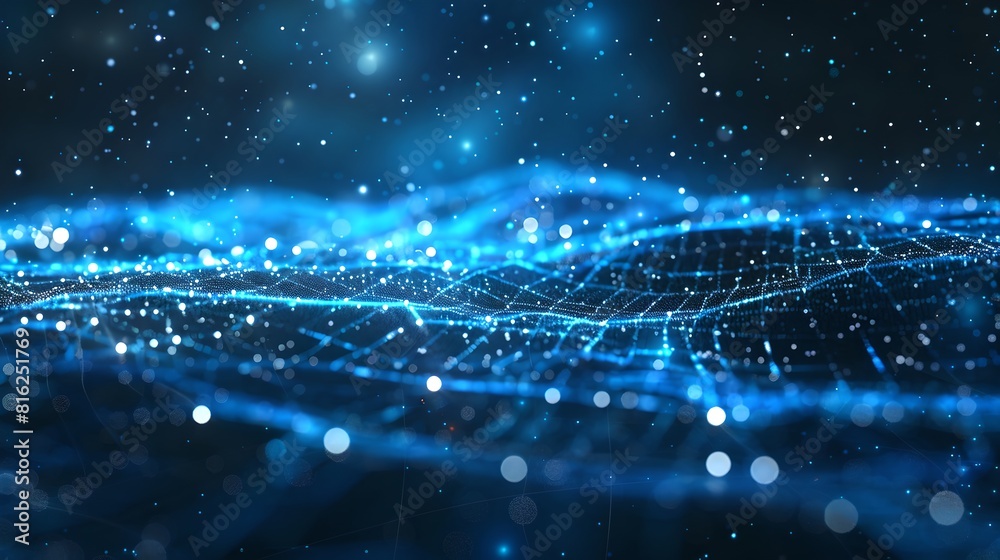 Aufkleber digital network connection concept in blue. abstract data stream visualization. futuristic technolog