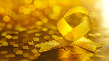 Yellow September Suicide prevention day Childhood Sarcoma bone and bladder cancer Awareness month Yellow Ribbon for supporting people life and illness Healthcare and World cancer day c : Generative AI