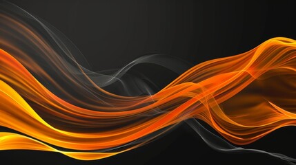 Vibrant orange and yellow abstract wave on black background