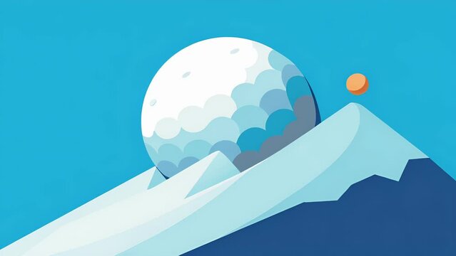 An image of a snowball rolling down a hill growing larger and larger as it picks up snow along the way symbolizing the accumulation of savings