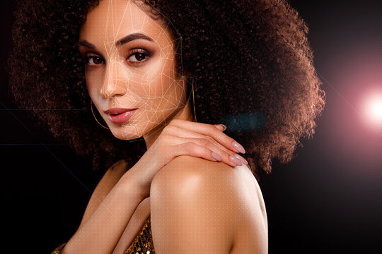 Composite collage image of pretty gorgeous lady enjoying vogue fashion event scan face beauty device skin analyzing - Powered by Adobe