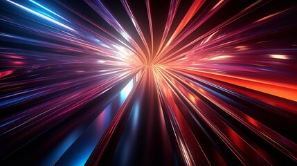 A mesmerizing abstract CGI motion graphics of glowing lines moving through a dark and mysterious tunnel. The lines are bright and vibrant, and they create a sense of movement and depth
