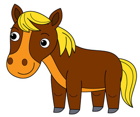 cartoon scene with farm ranch animal stallion pony horse isolated background illustration for the children