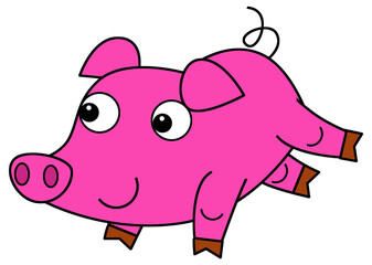 sketch cartoon scene with happy farm ranch pig animal domestic smiling illustration for children