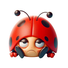 Fototapeta premium vibrant happy small insect ladybug in red with black dots - colourful transparent design