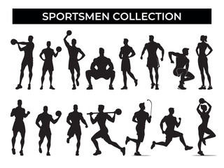 Sportsmen Silhouettes on a White Background
