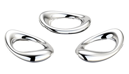 Abstract chrome metal ring isolated. Futuristic silver ring. Wavy liquid metal shape rotating around empty space
