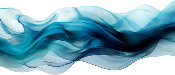 Wave. Blue, white abstract dreamy wave flowing fabric, smoke. Transparent isolated png of blue wave. Banner Graphic Resource as background for silk, smoke, water wave abstract graphic backdrop