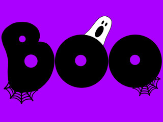 Boo Halloween Ghost web - purple background 