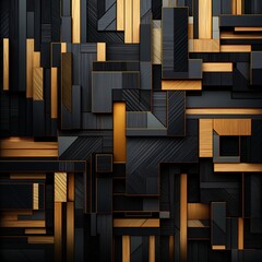 gold and black art deco wood veneer decoration, abstract background pattern