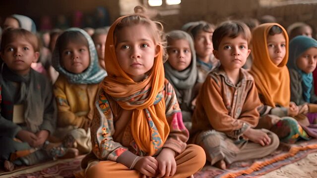 children studying in school in rural sindh, pakistan,generative ai