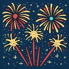 Colorful hand-drawn fireworks. Great for 4th of July, New Year's Eve, or any other special occasion.