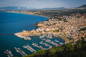 Fototapeta premium Castellammare del Golfo, Sicily, Italy. June 2023, sunny day.