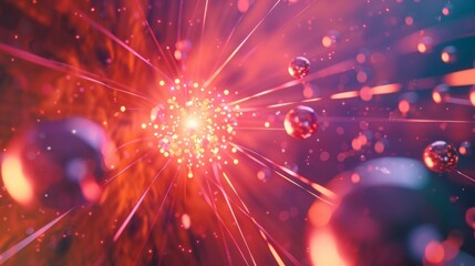 Obraz premium An animated video showing the continuous exchange of virtual photons between two particles.