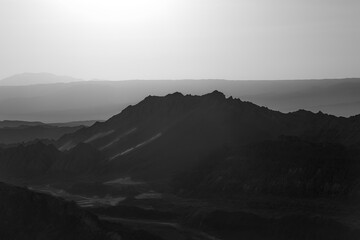 Fototapeta premium black and white photograph of mountain in the desert of Chile Atacama