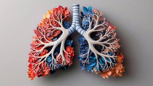 An anatomical illustration of a cross-section of human lungs