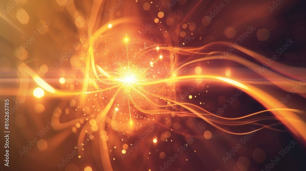 Wall mural an abstract representation of an electron jumping between energy levels releasing a burst of light a
