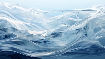 This close-up of a clear blue wave crashing on a sandy beach captures the beauty and power of the ocean. The wave is perfectly formed, with a crest of white foam and sparkling droplets.