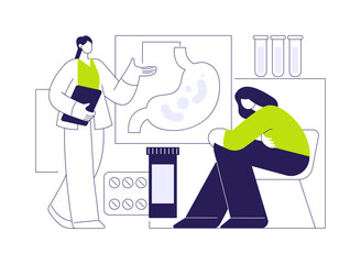 Stomach flu treatment abstract concept vector illustration.