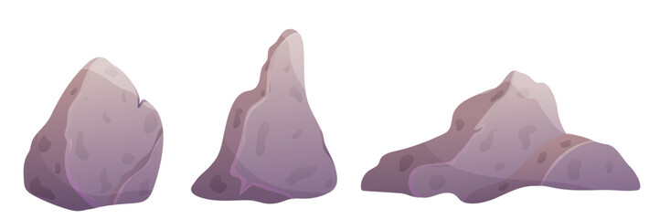 Set of big grey stones from desert. Vector illustration